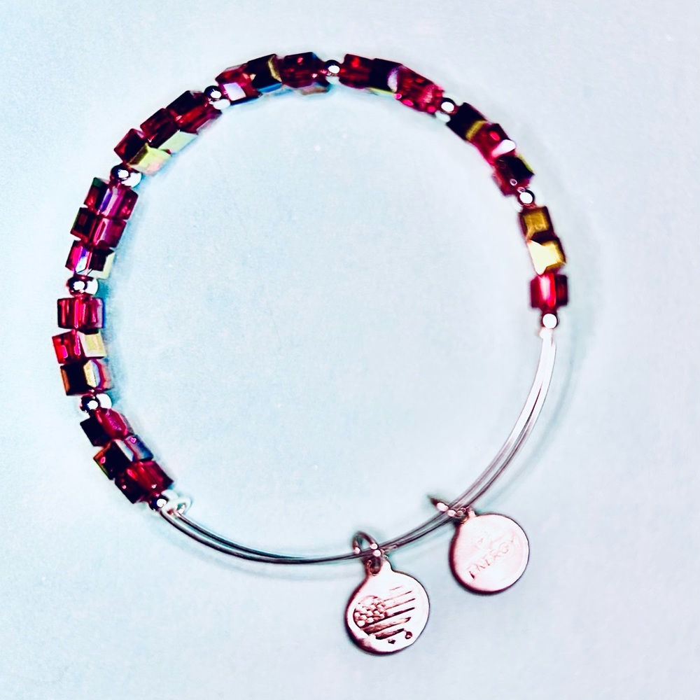 Swarovski Crystal Bracelet w/Silver Charms +Energy Adjustable Alex & Ani USA 🇺🇸